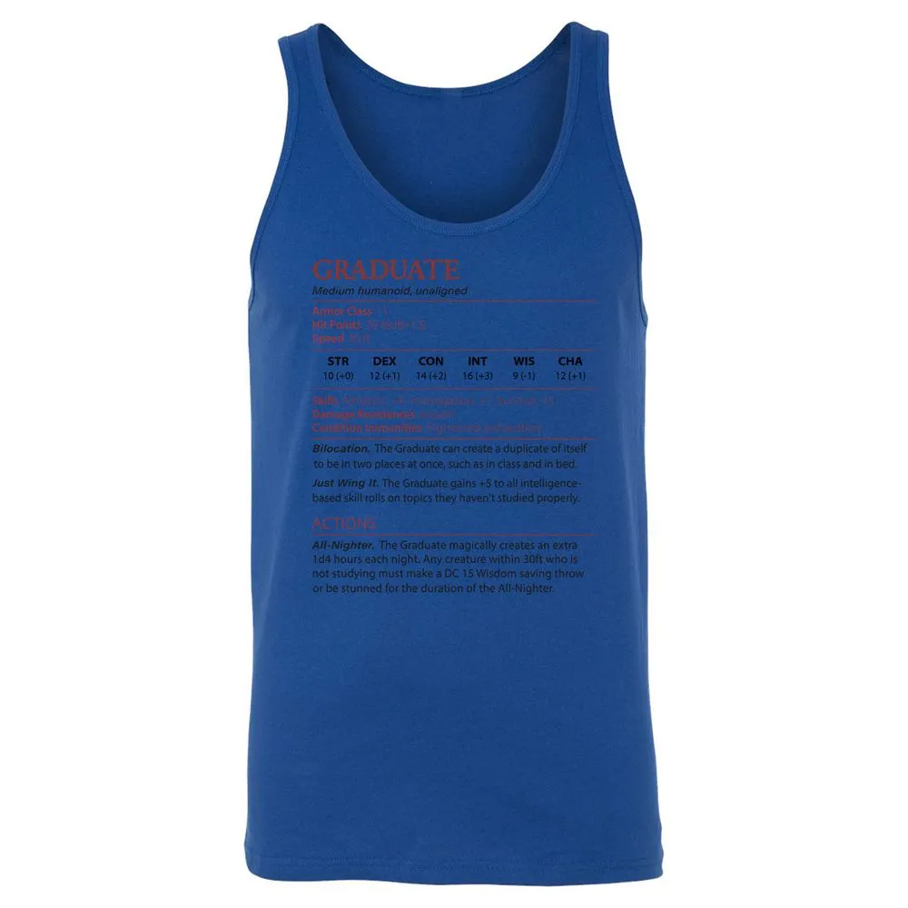 Graduate Stats Unisex Jersey Tank - True Royal - 13