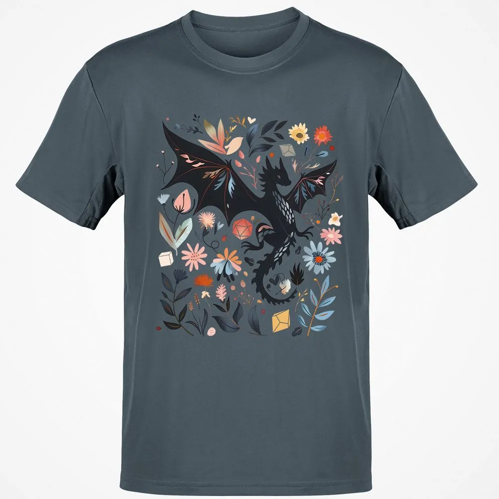 Floral DnD Dragon - Charcoal - 3
