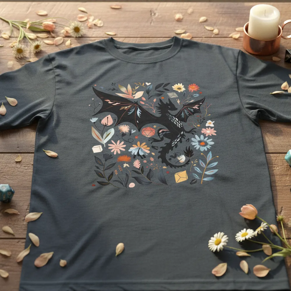 Floral DnD Dragon Classic Unisex T-Shirt - 2