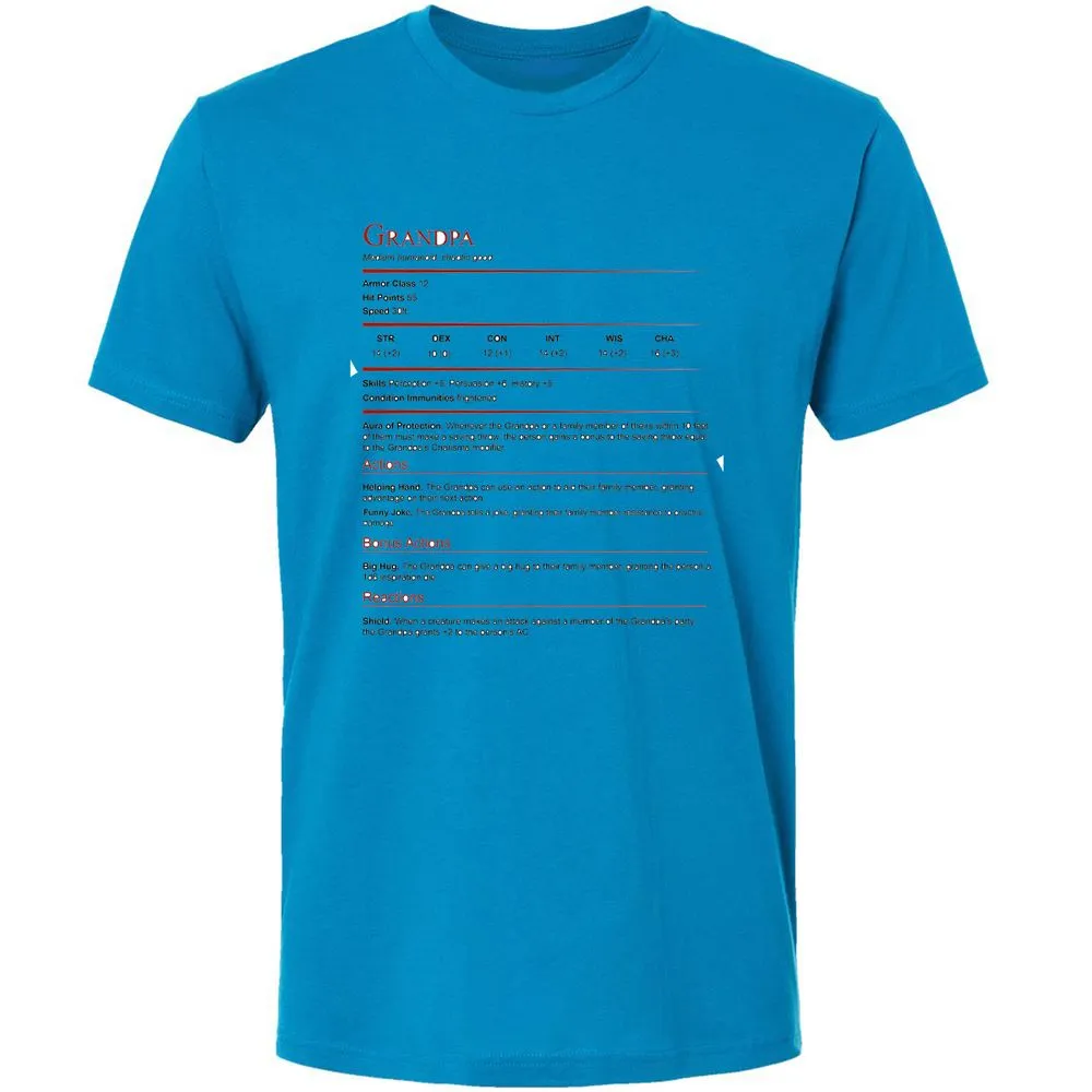 Grandpa Stat Block Premium Unisex T-Shirt - Turquoise - 4