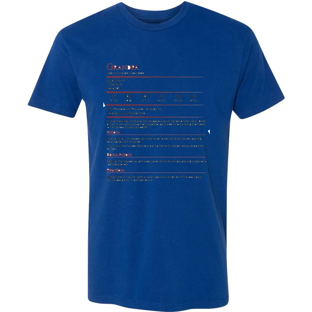 Grandpa Stat Block Premium Unisex T-Shirt - Royal - 10