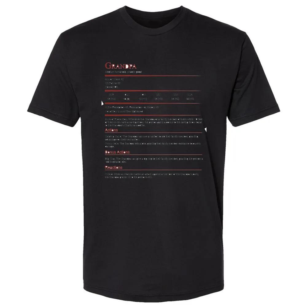 Grandpa Stat Block Premium Unisex T-Shirt - Black - 16