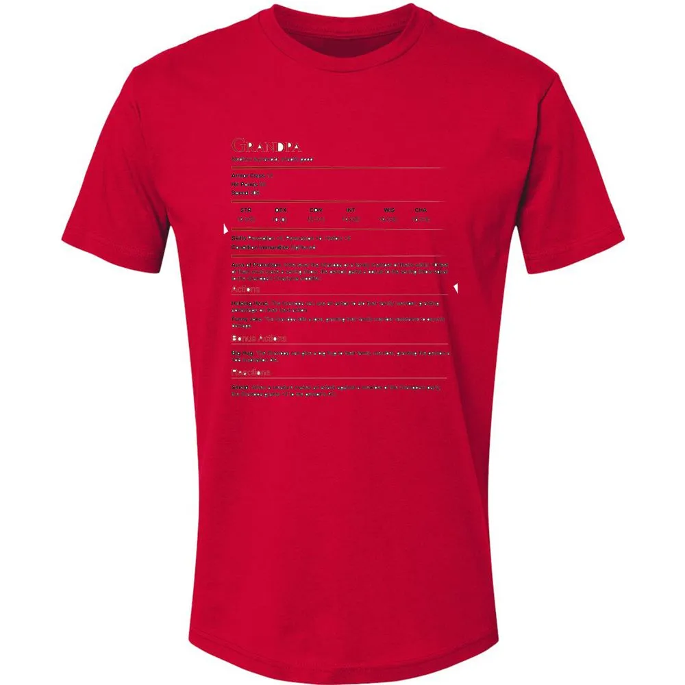 Grandpa Stat Block Premium Unisex T-Shirt - Red - 6