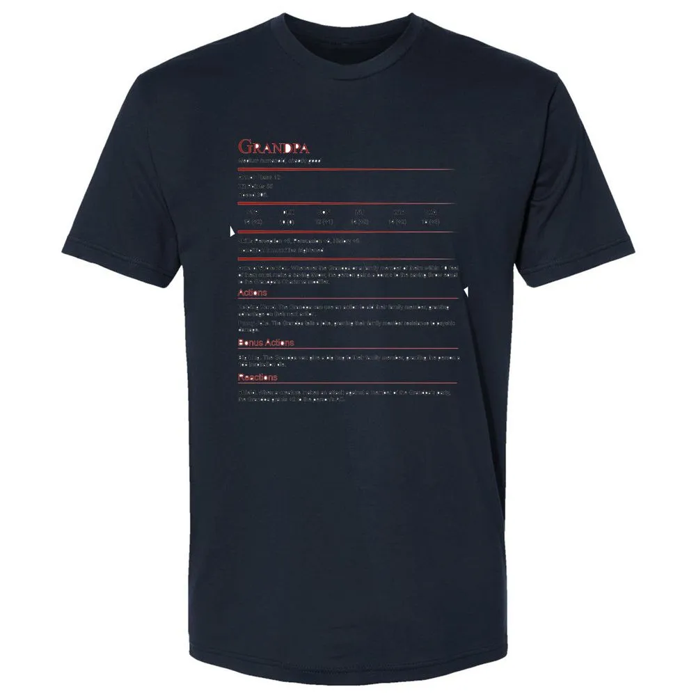 Grandpa Stat Block Premium Unisex T-Shirt - Midnight Navy - 14
