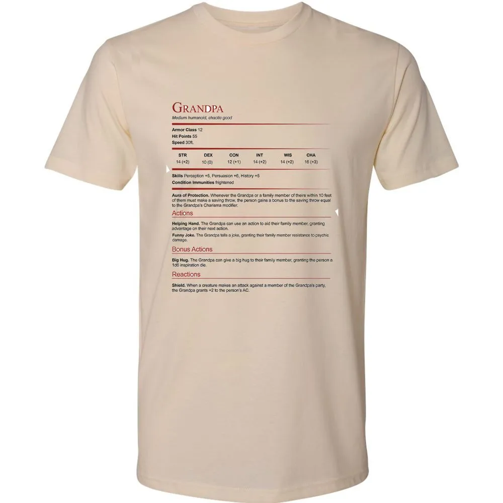 Grandpa Stat Block Premium Unisex T-Shirt - Cream - 2