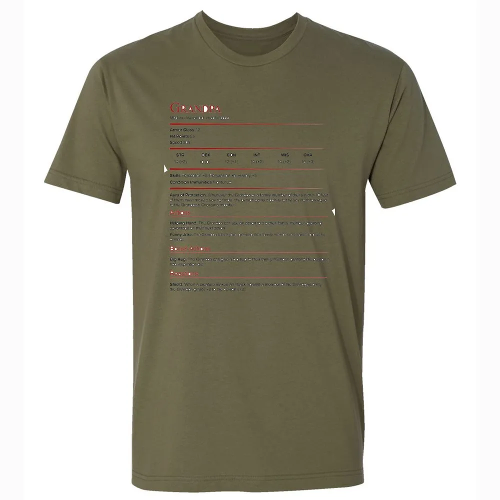 Grandpa Stat Block Premium Unisex T-Shirt - Military Green - 5