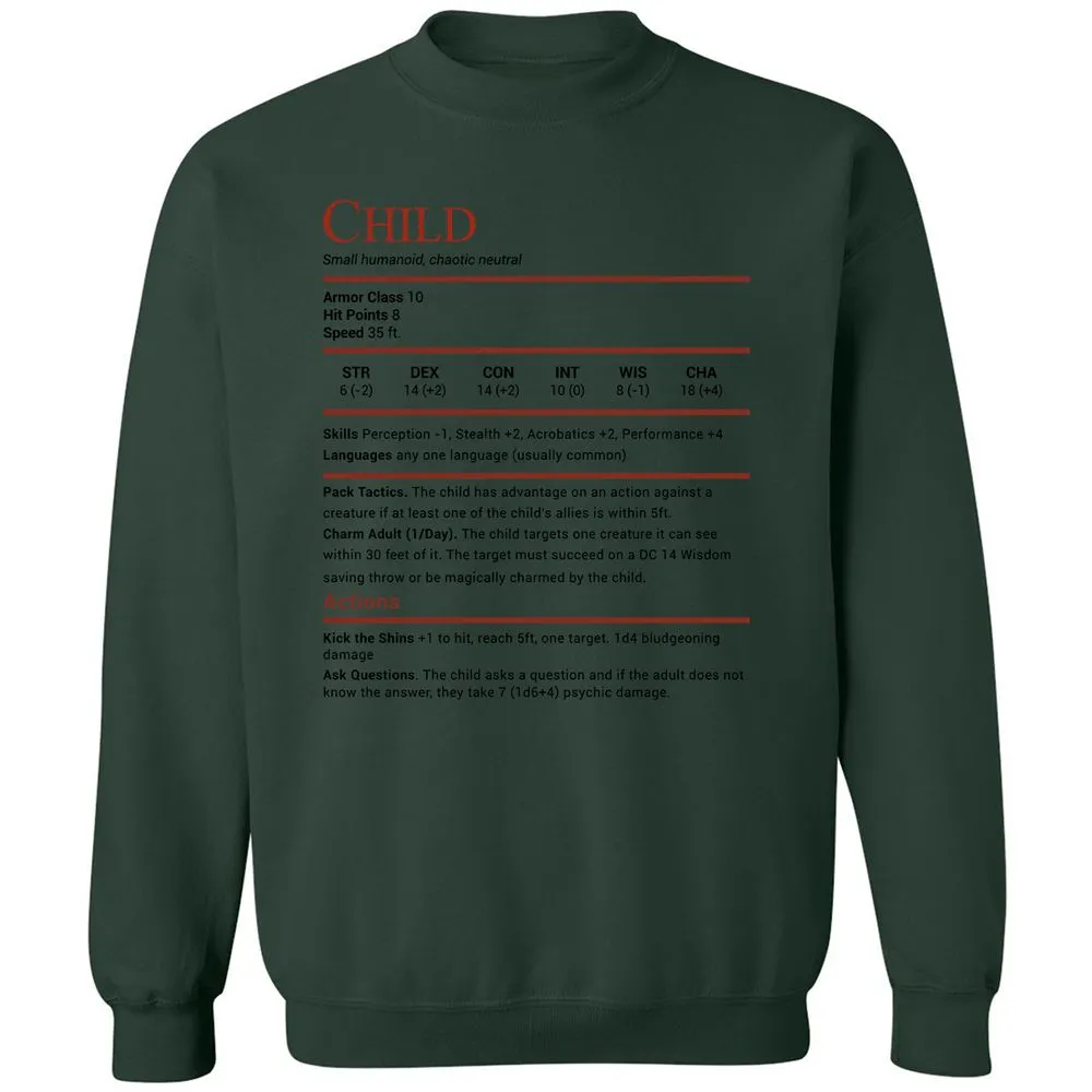 Child Stats Classic Unisex Sweatshirt - Forest Green - 4