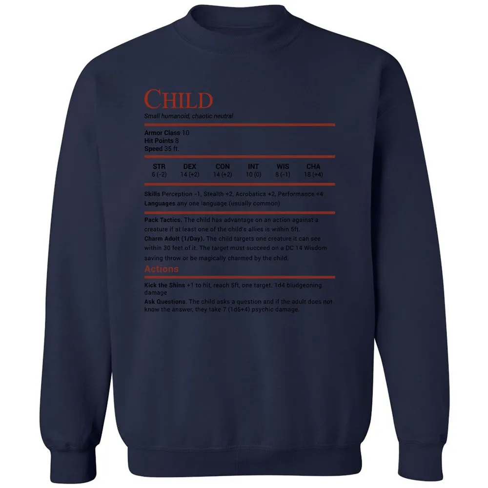Child Stats Classic Unisex Sweatshirt - Navy - 8