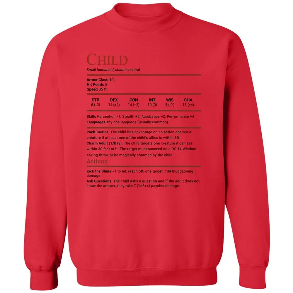 Child Stats Classic Unisex Sweatshirt - Red - 5