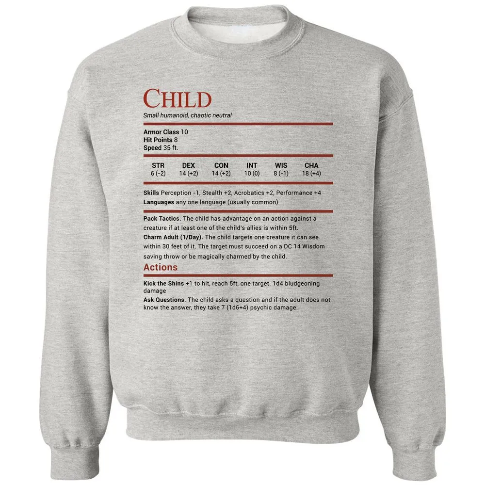 Child Stats Classic Unisex Sweatshirt - Ash - 2