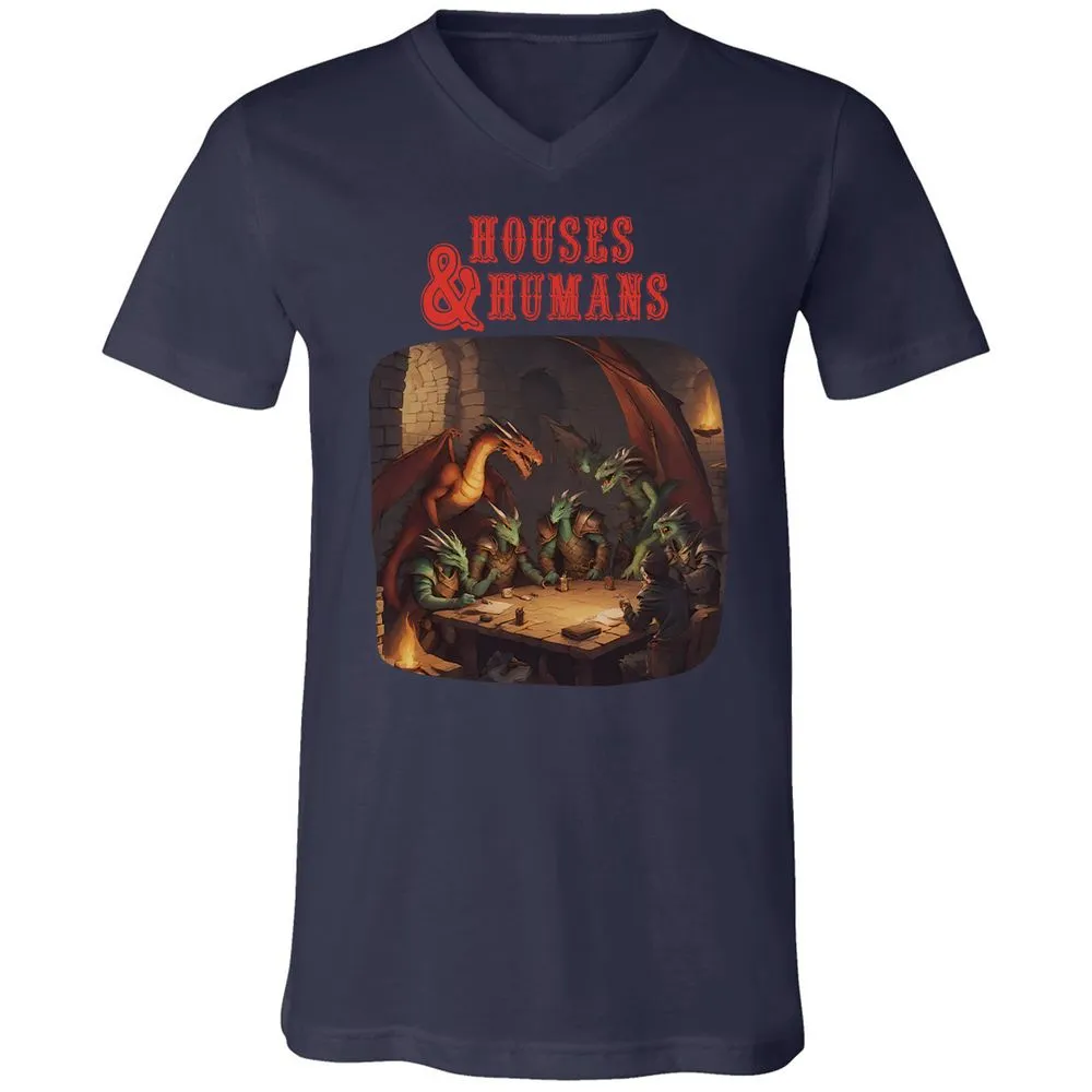 Houses And Humans Unisex V-Neck T-Shirt - Navy - 9