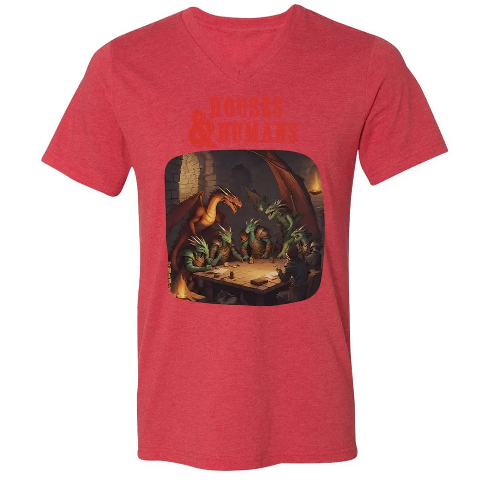 Houses And Humans Unisex V-Neck T-Shirt - Heather Red - 5