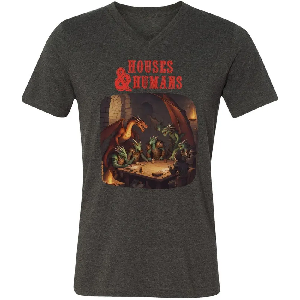 Houses And Humans Unisex V-Neck T-Shirt - Dark Grey Heather - 8