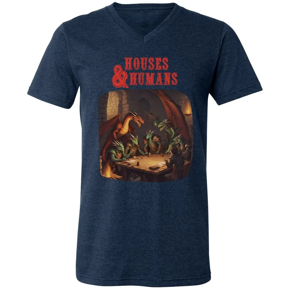 Houses And Humans Unisex V-Neck T-Shirt - Heather Navy - 15