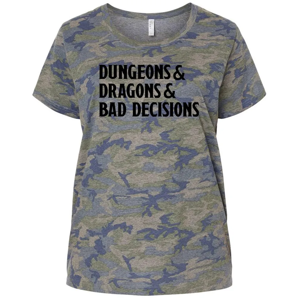 Bad Decisions Ladies Curvy Jersey - Vintage Camo - 5