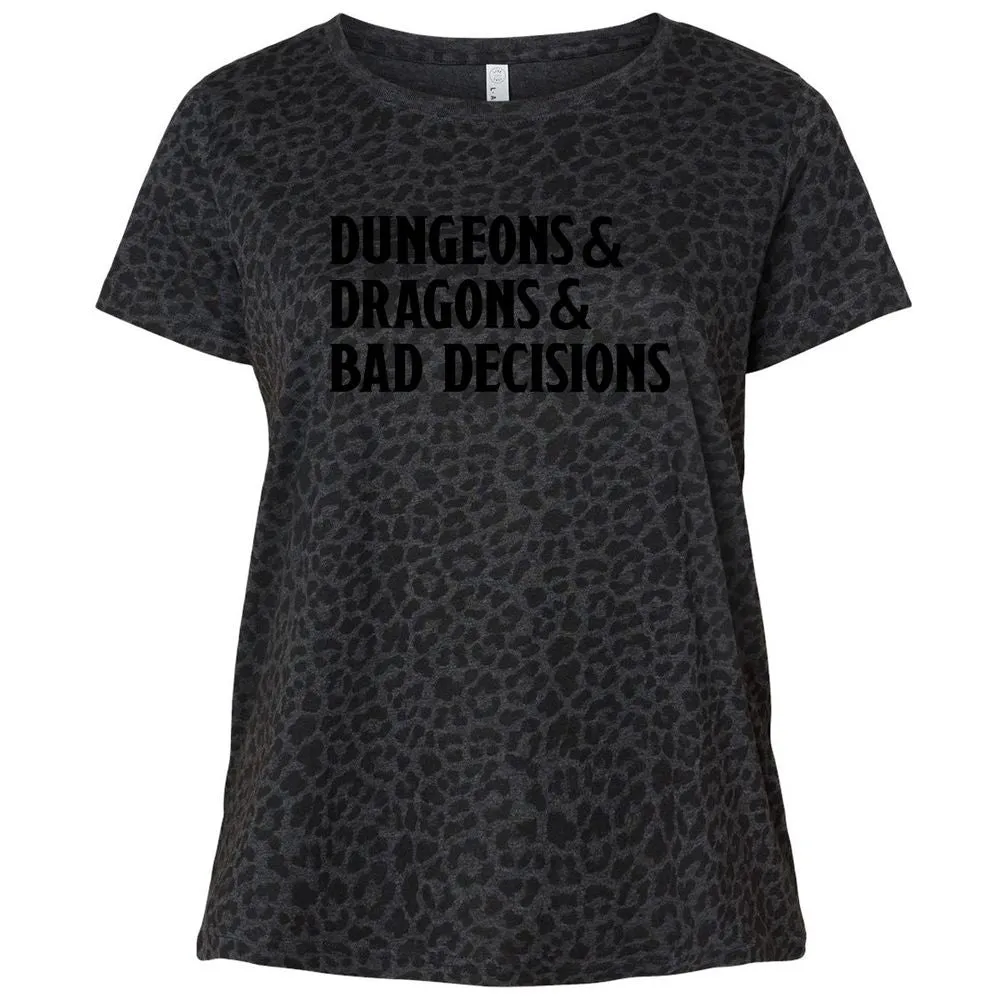 Bad Decisions Ladies Curvy Jersey - Black Leopard - 11