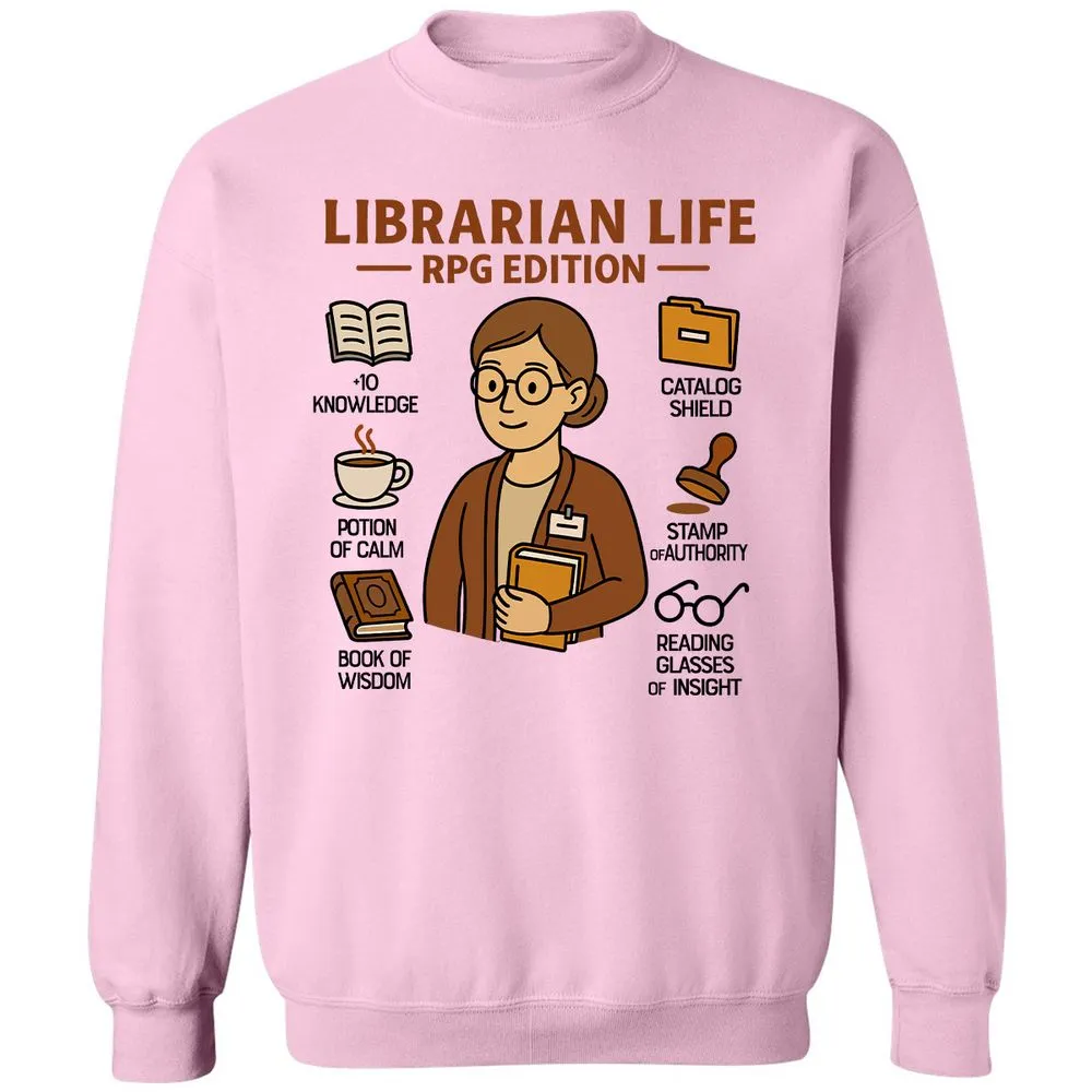Librarian Life RPG Edition Classic Unisex Sweatshirt - Light Pink - 3