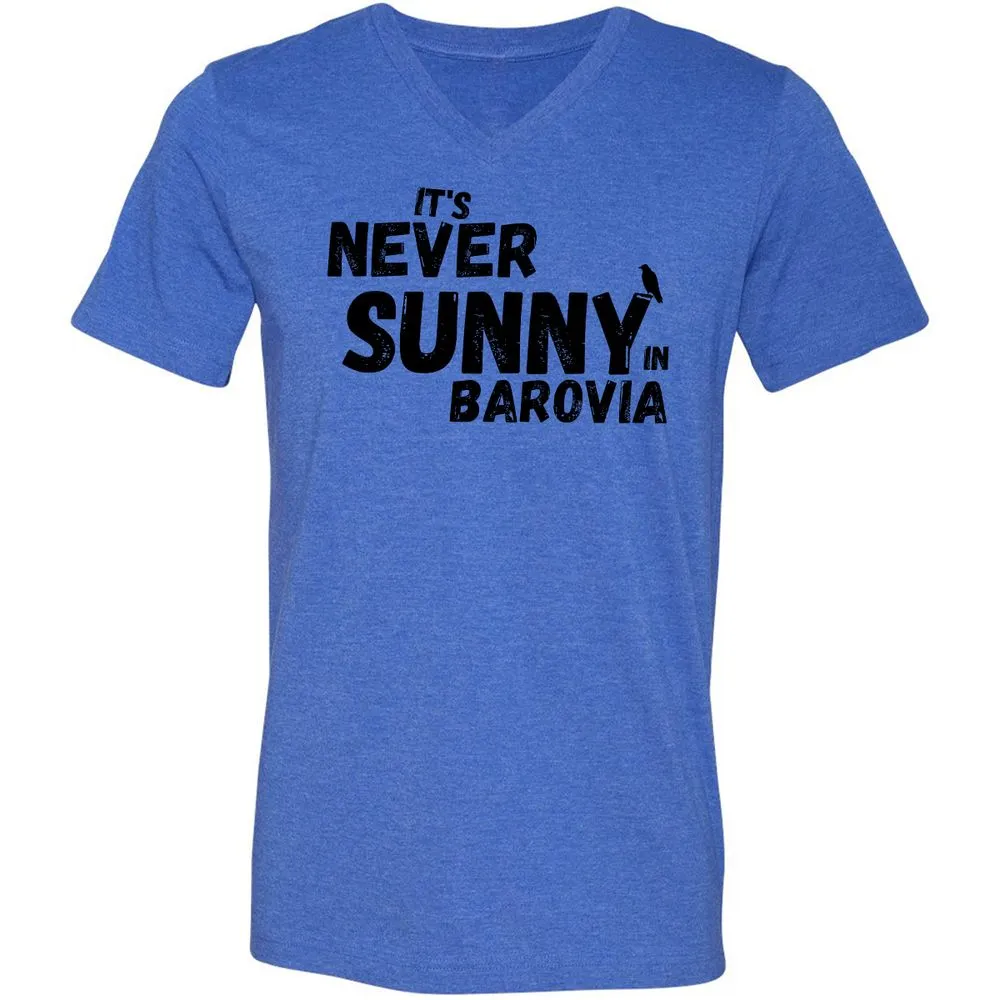 It's Never Sunny In Barovia Unisex V-Neck T-Shirt - Heather True Royal - 14