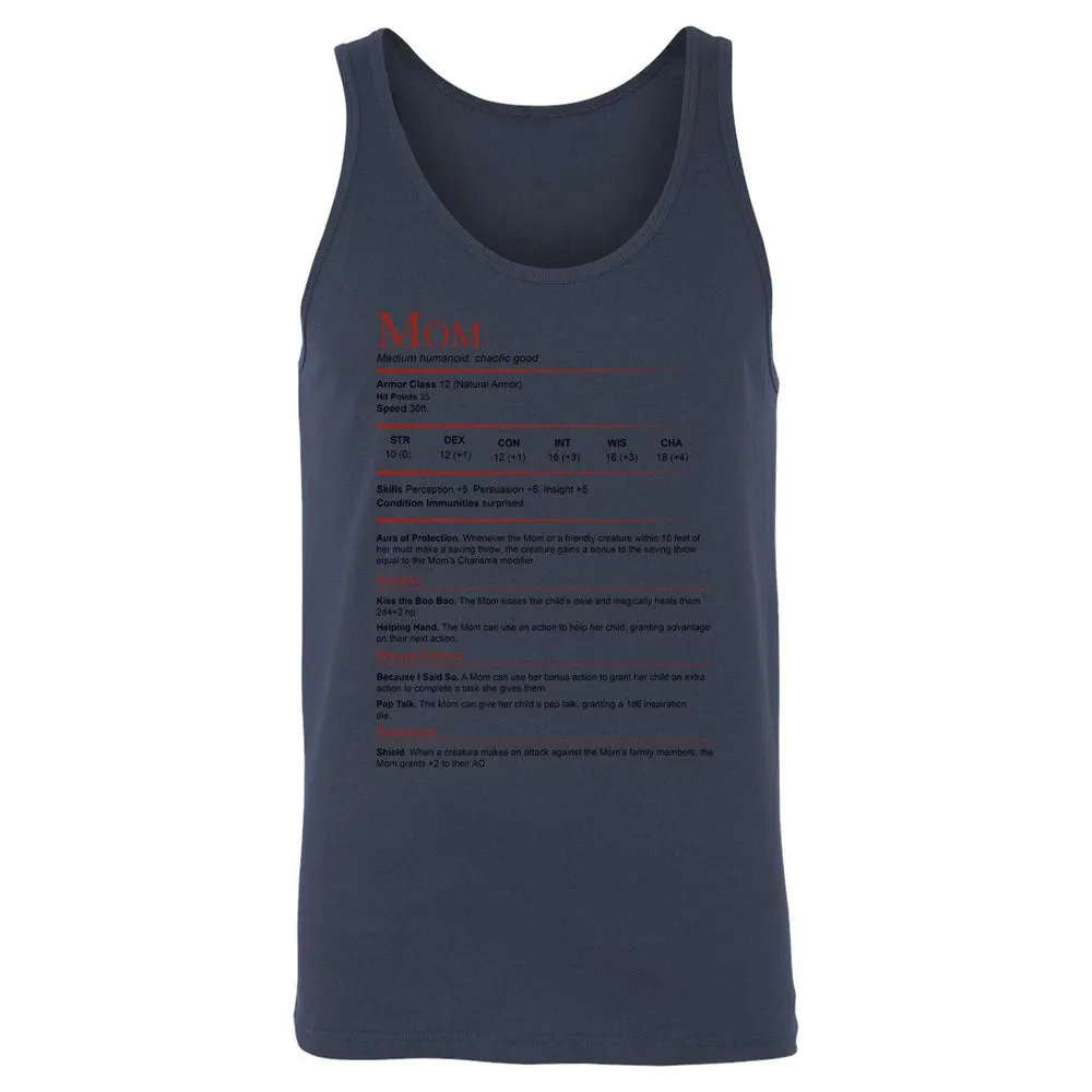 Mom Stats Unisex Jersey Tank - Navy - 8