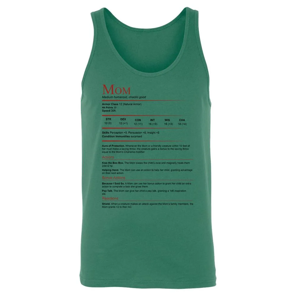 Mom Stats Unisex Jersey Tank - Kelly - 9