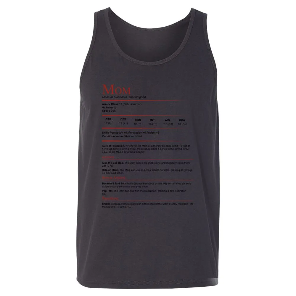 Mom Stats Unisex Jersey Tank - Dark Grey - 7