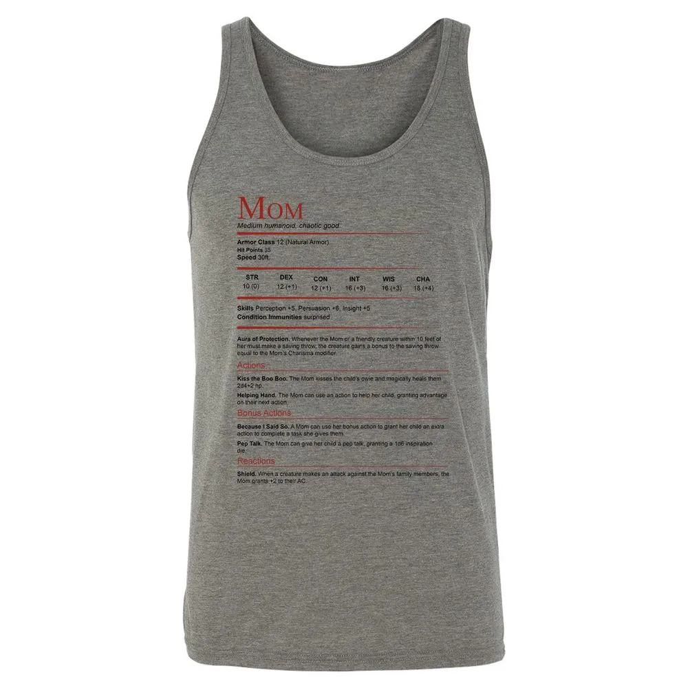 Mom Stats Unisex Jersey Tank - Grey Triblend - 2