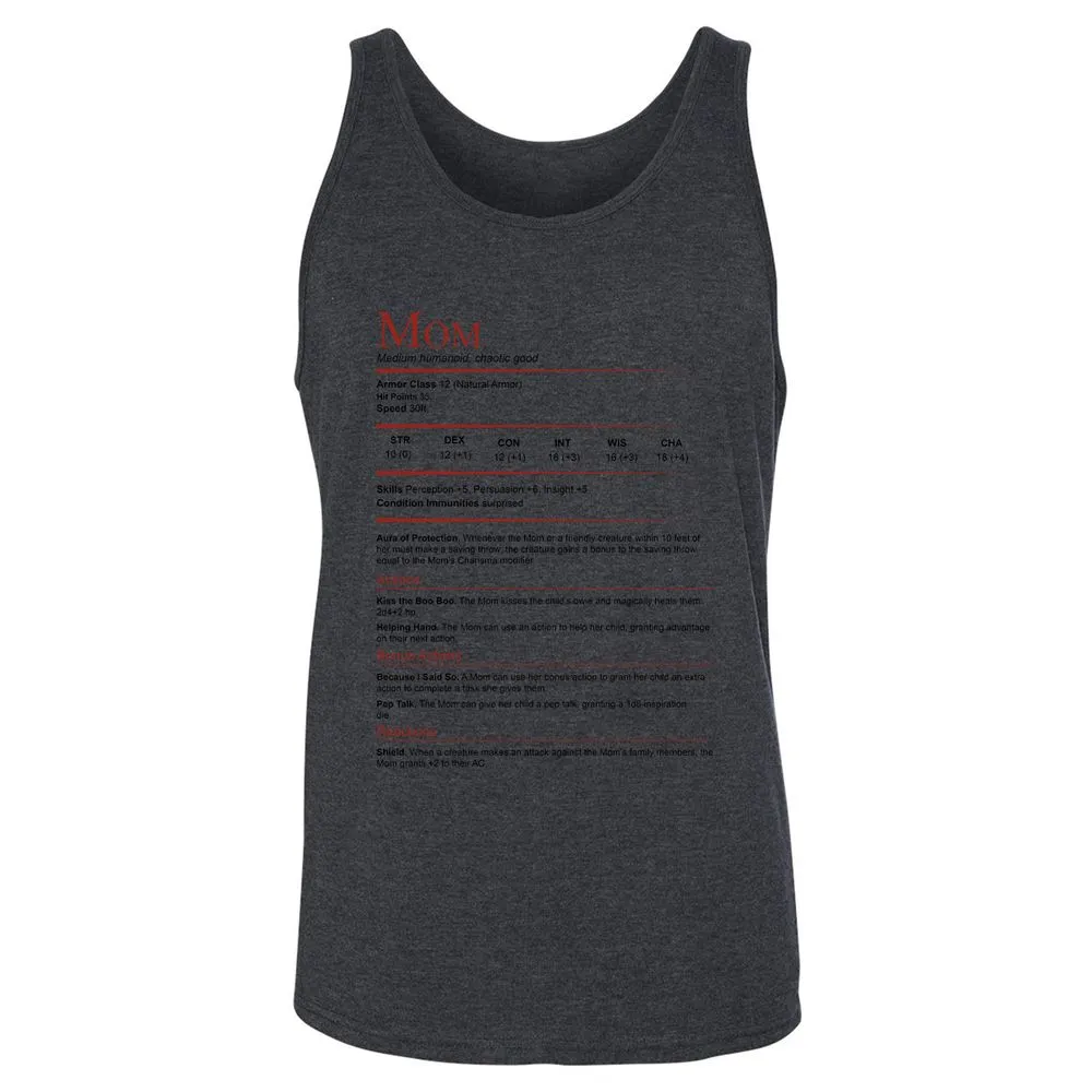 Mom Stats Unisex Jersey Tank - Dark Grey Heather - 6
