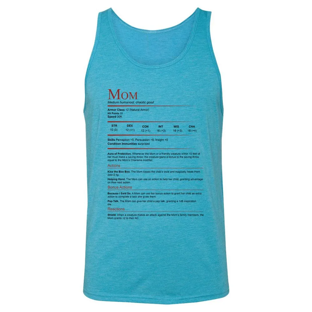 Mom Stats Unisex Jersey Tank - Aqua Triblend - 3