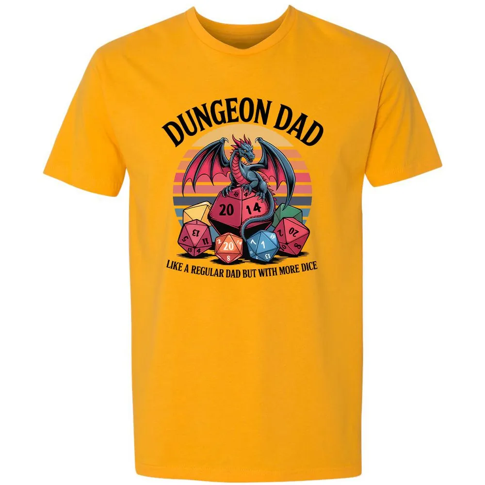 Dungeon Dad With More Dice Premium Unisex T-Shirt - Gold - 12