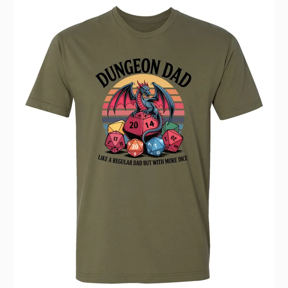 Dungeon Dad With More Dice Premium Unisex T-Shirt - Military Green - 5