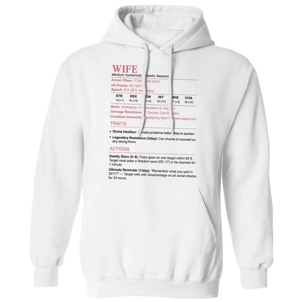Wife Stats 2 Classic Unisex Hoodie - White - 1