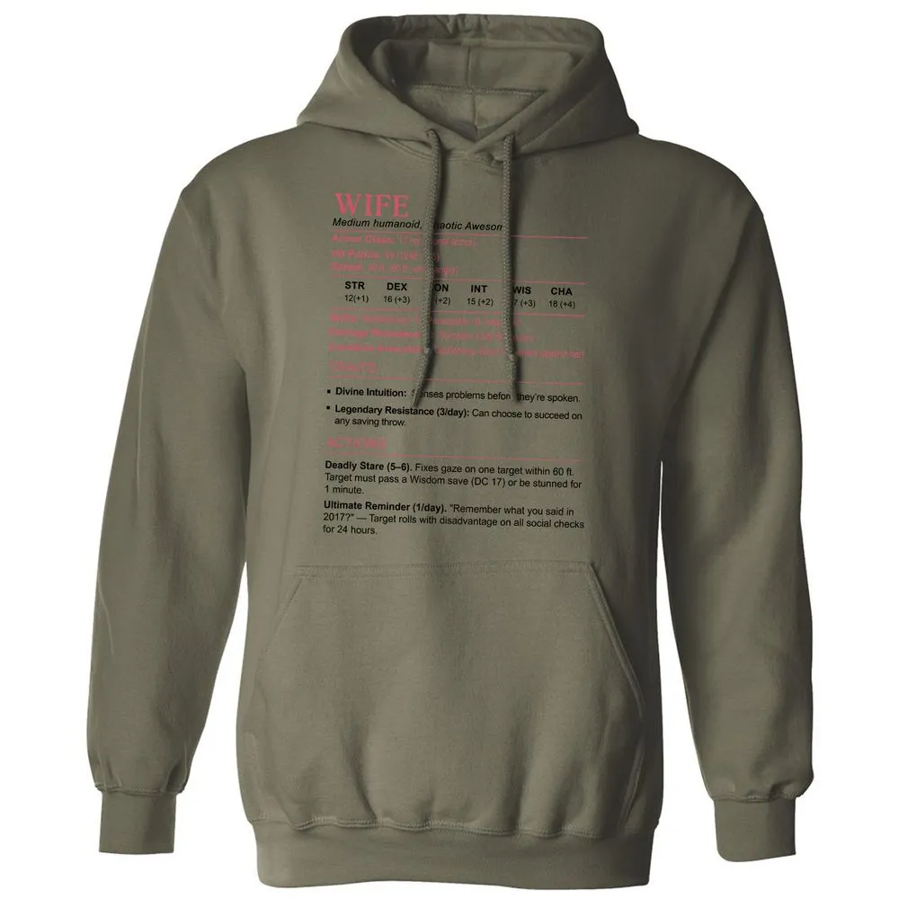 Wife Stats 2 Classic Unisex Hoodie - Military Green - 4
