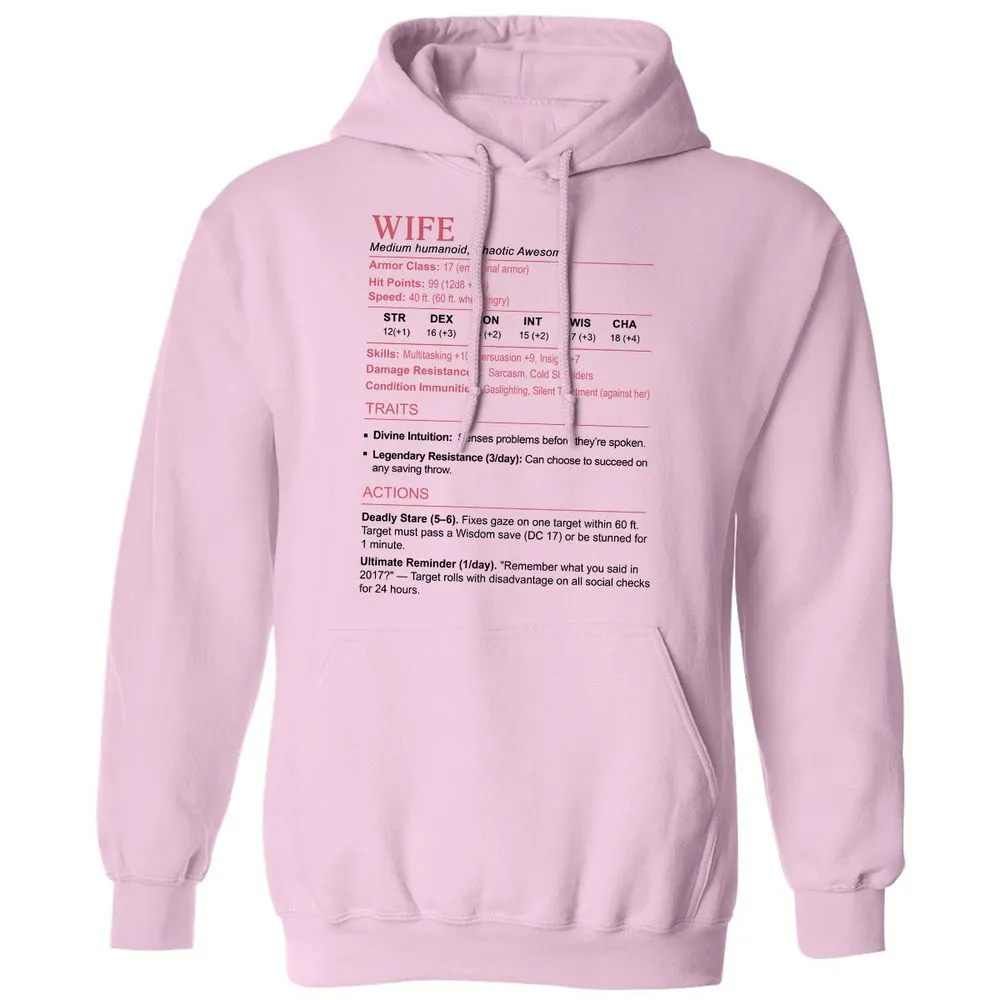 Wife Stats 2 Classic Unisex Hoodie - Light Pink - 3
