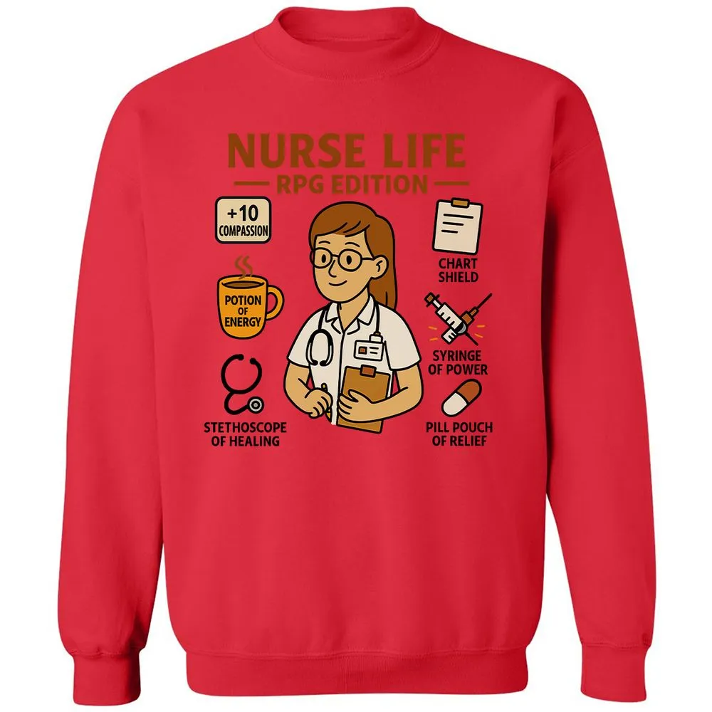 Nurse Life RPG Edition Classic Unisex Sweatshirt - Red - 5