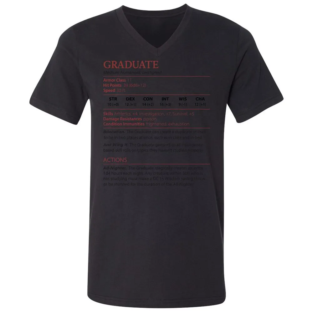 Graduate Stats Unisex V-Neck T-Shirt - Black - 16