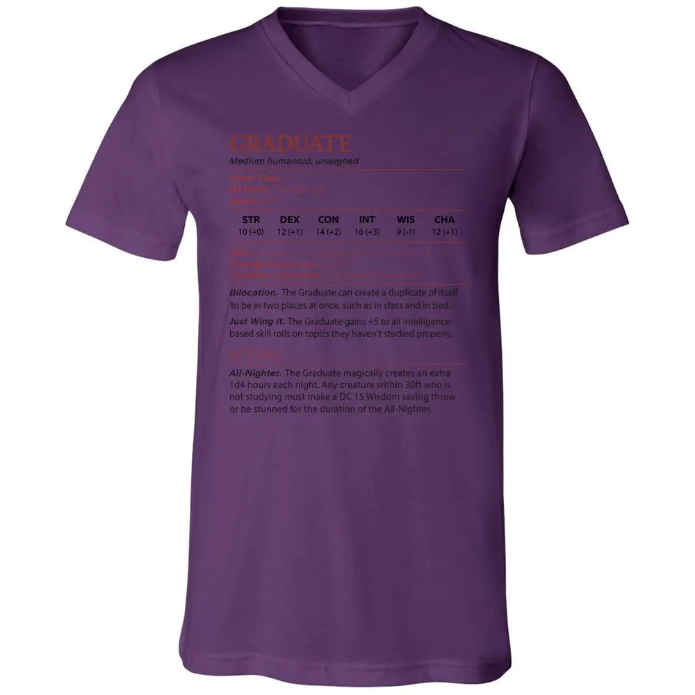 Graduate Stats Unisex V-Neck T-Shirt - Team Purple - 2