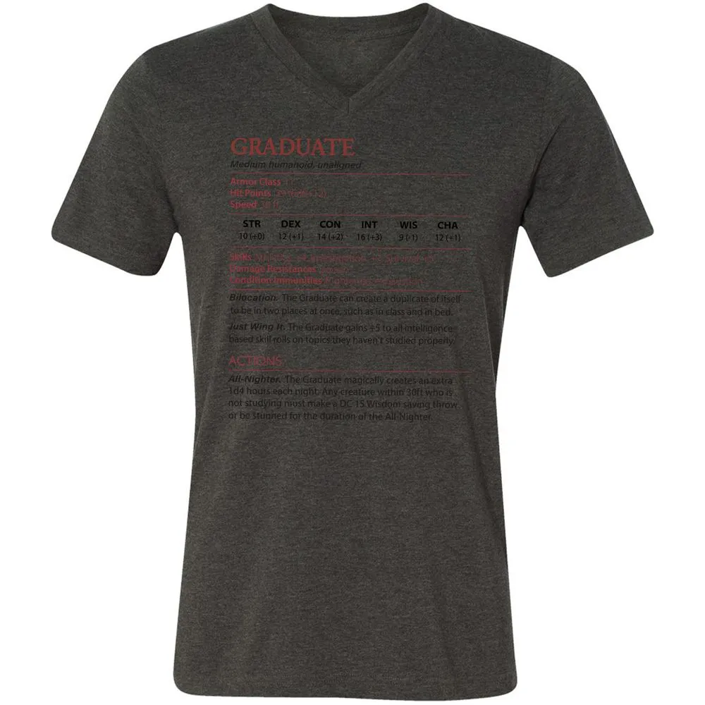 Graduate Stats Unisex V-Neck T-Shirt - Dark Grey Heather - 8