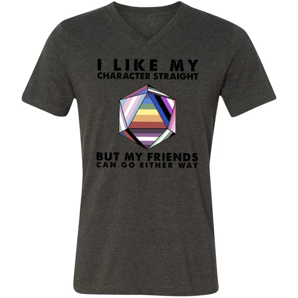 My Character Straight But Friends Can Go Either Way - Dark Grey Heather - 8