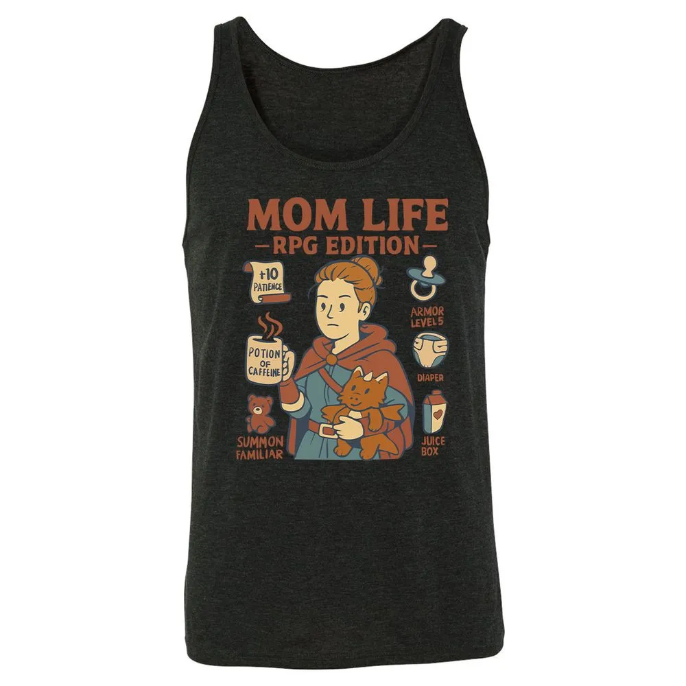 Mom Life RPG Edition Unisex Jersey Tank - Charcoal Black Triblend - 5