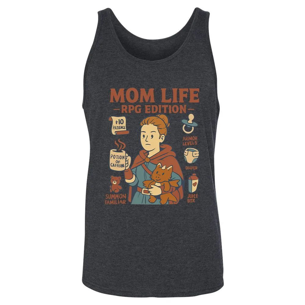 Mom Life RPG Edition Unisex Jersey Tank - Dark Grey Heather - 6