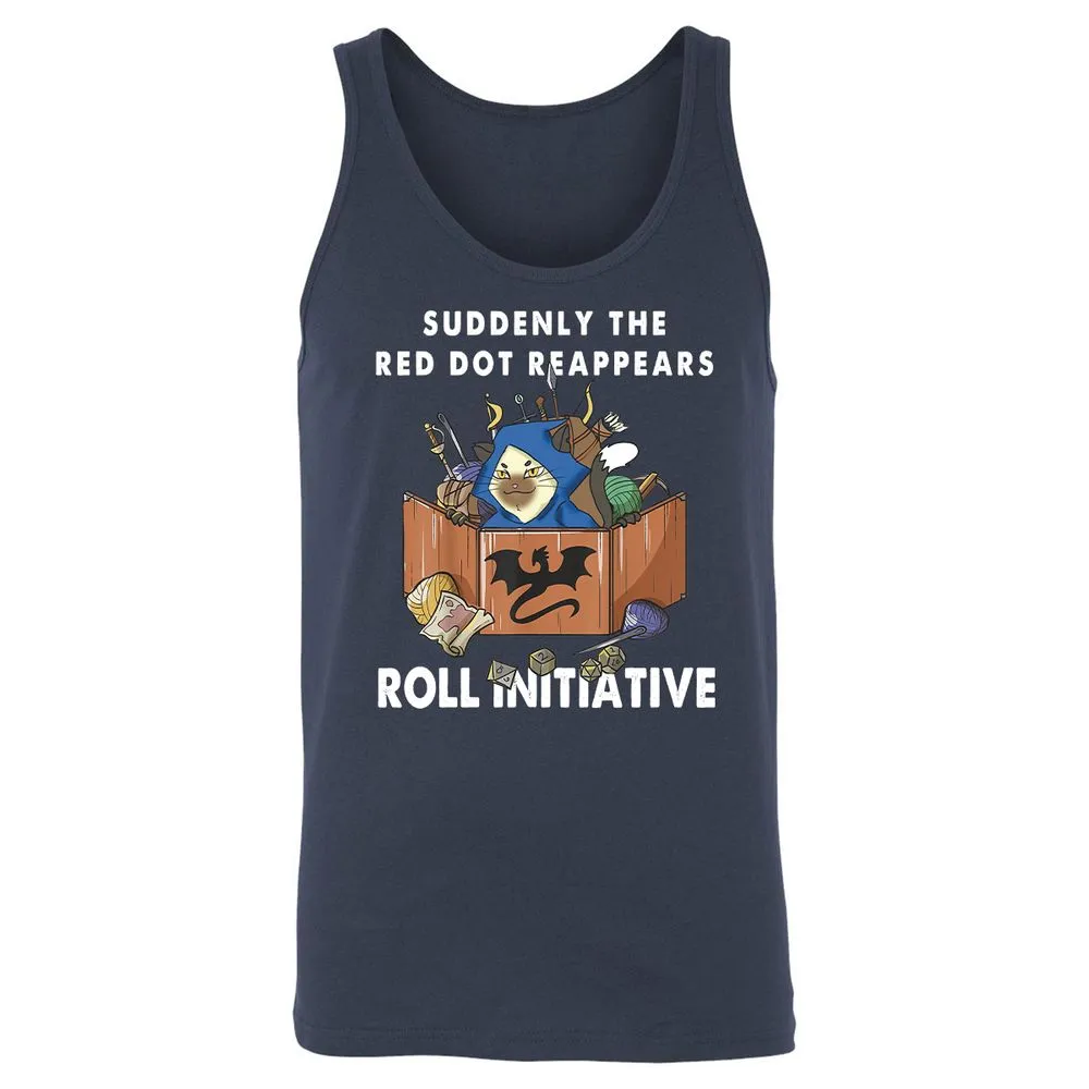 Suddenly The Red Dot Reappears Roll Initiative Unisex Jersey Tank - Navy - 2