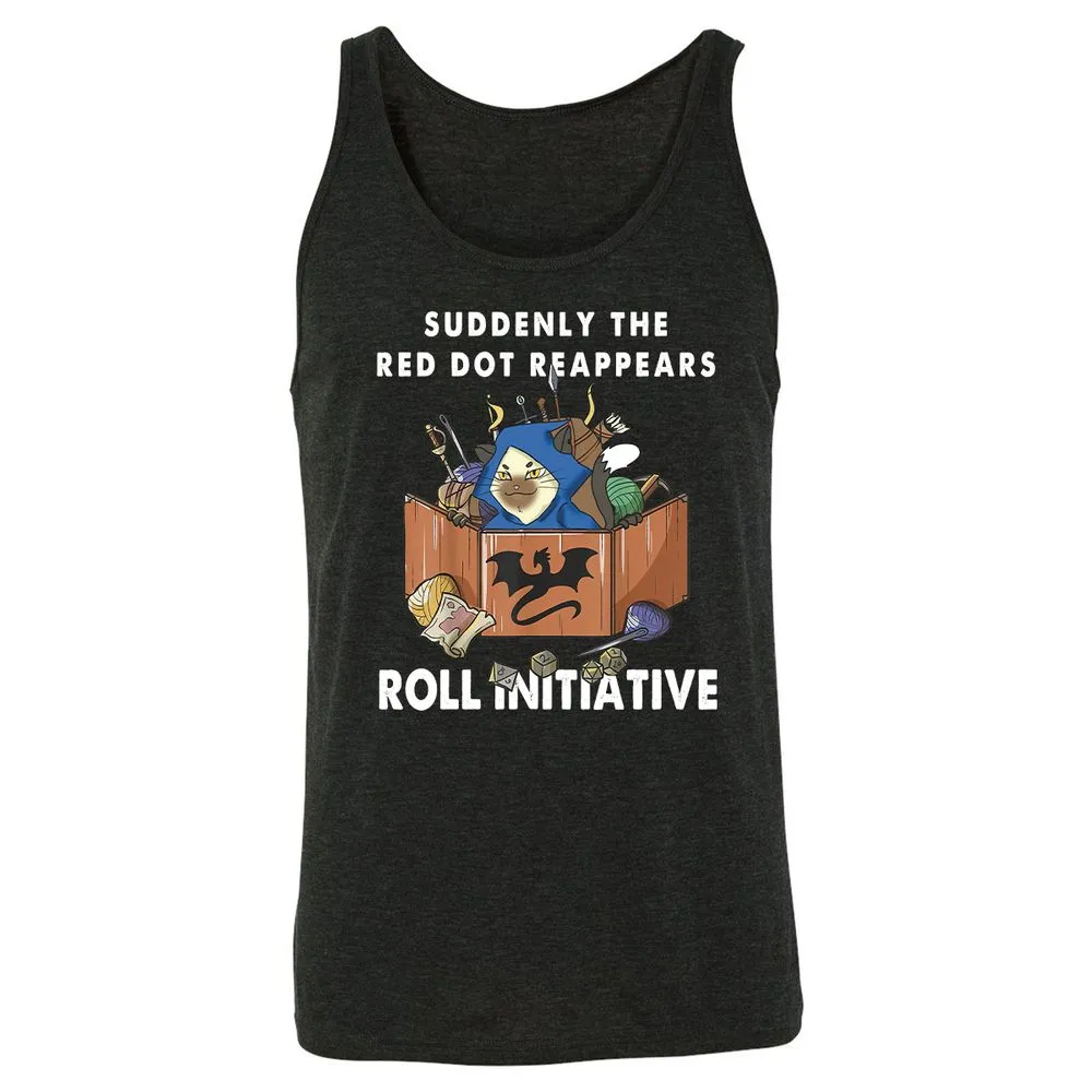 Suddenly The Red Dot Reappears Roll Initiative Unisex Jersey Tank - Charcoal Black Triblend - 5
