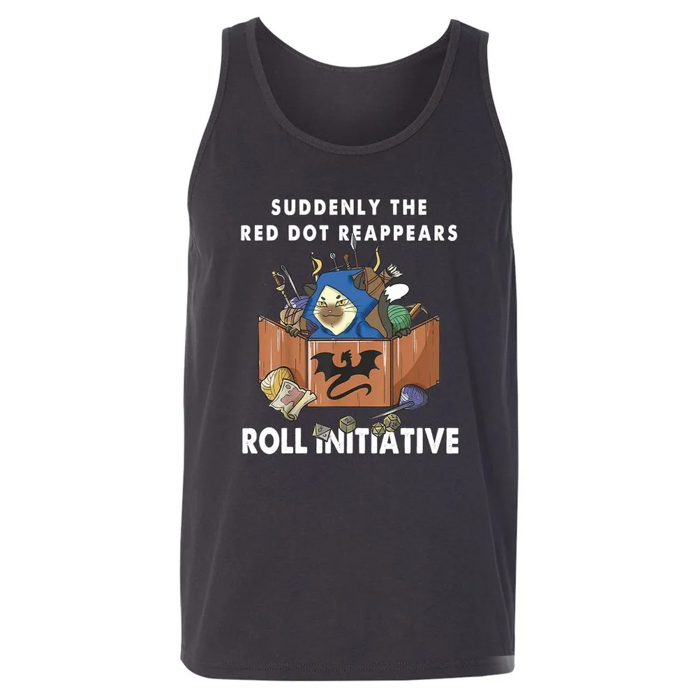 Suddenly The Red Dot Reappears Roll Initiative Unisex Jersey Tank - Dark Grey - 7