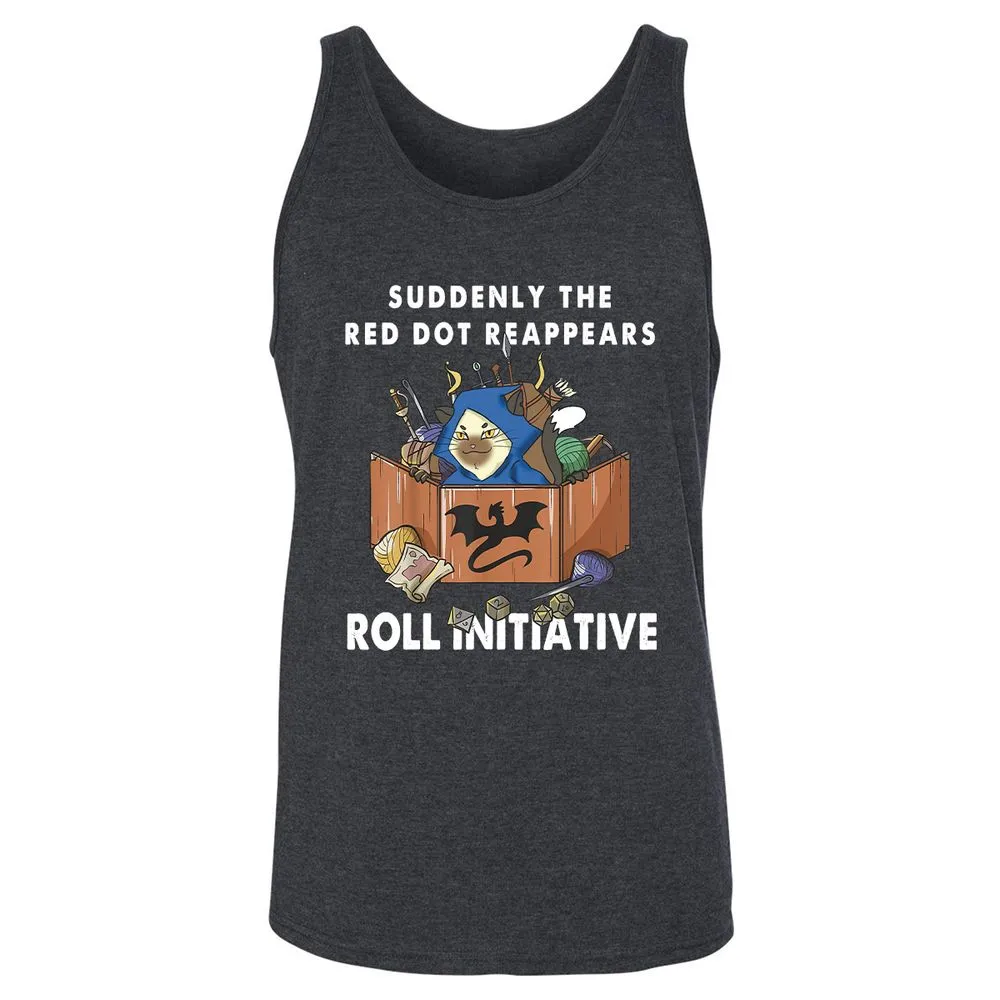 Suddenly The Red Dot Reappears Roll Initiative Unisex Jersey Tank - Dark Grey Heather - 6