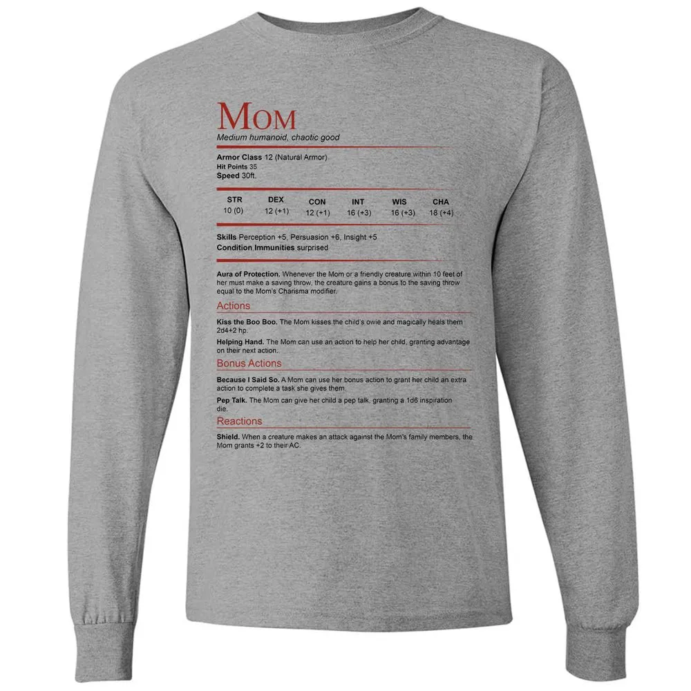 Mom Stats Long Sleeve T-Shirt - Graphite Heather - 6
