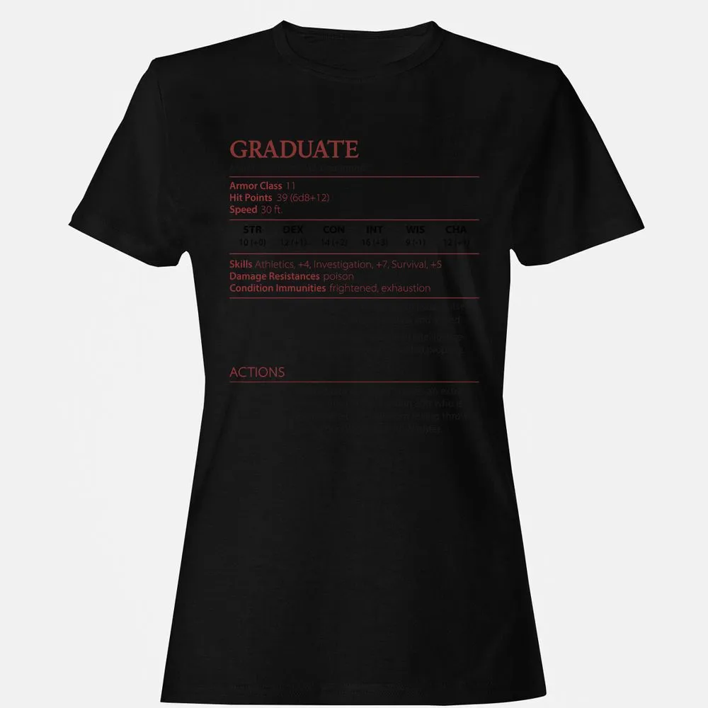 Graduate Stats Women's T-Shirt - Black - 16