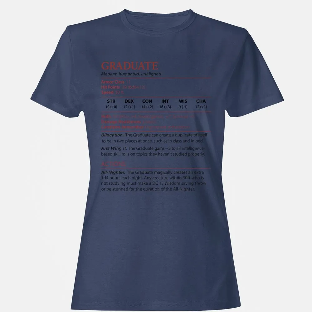 Graduate Stats Women's T-Shirt - Navy - 10