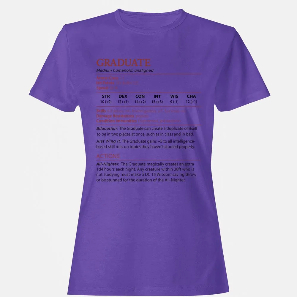 Graduate Stats Women's T-Shirt - Purple - 12