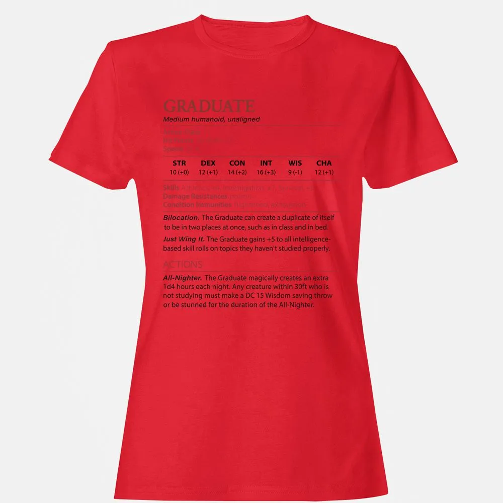 Graduate Stats Women's T-Shirt - Red - 13