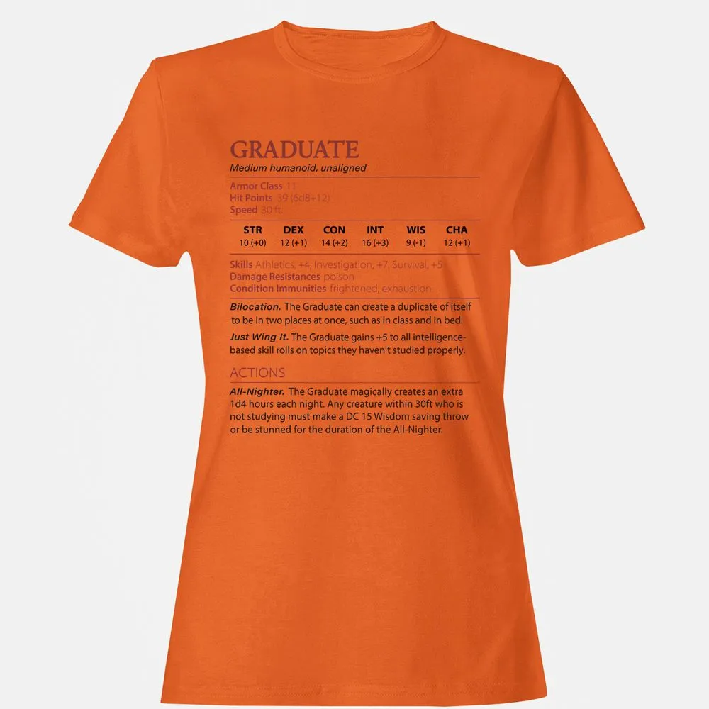 Graduate Stats Women's T-Shirt - Orange - 11